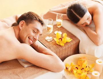 Couple enjoying the spa