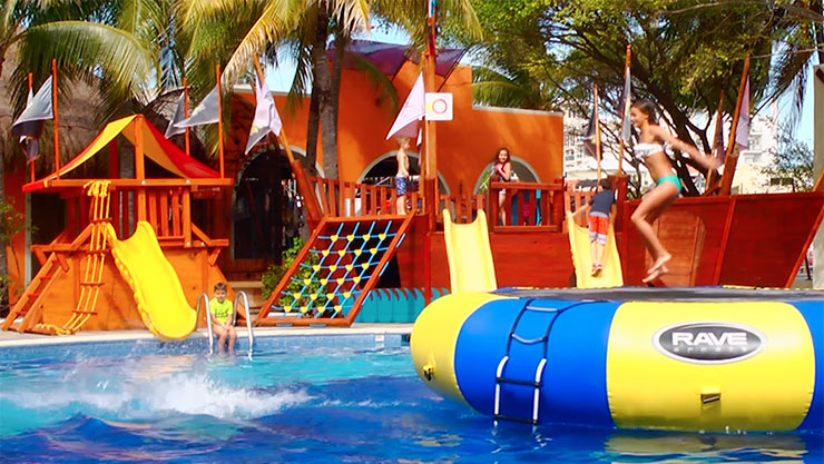 Kids playing in water park